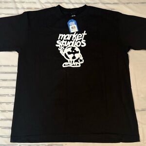 Market Studios Men’s Heavyweight Black Graphic T-Shirt size large